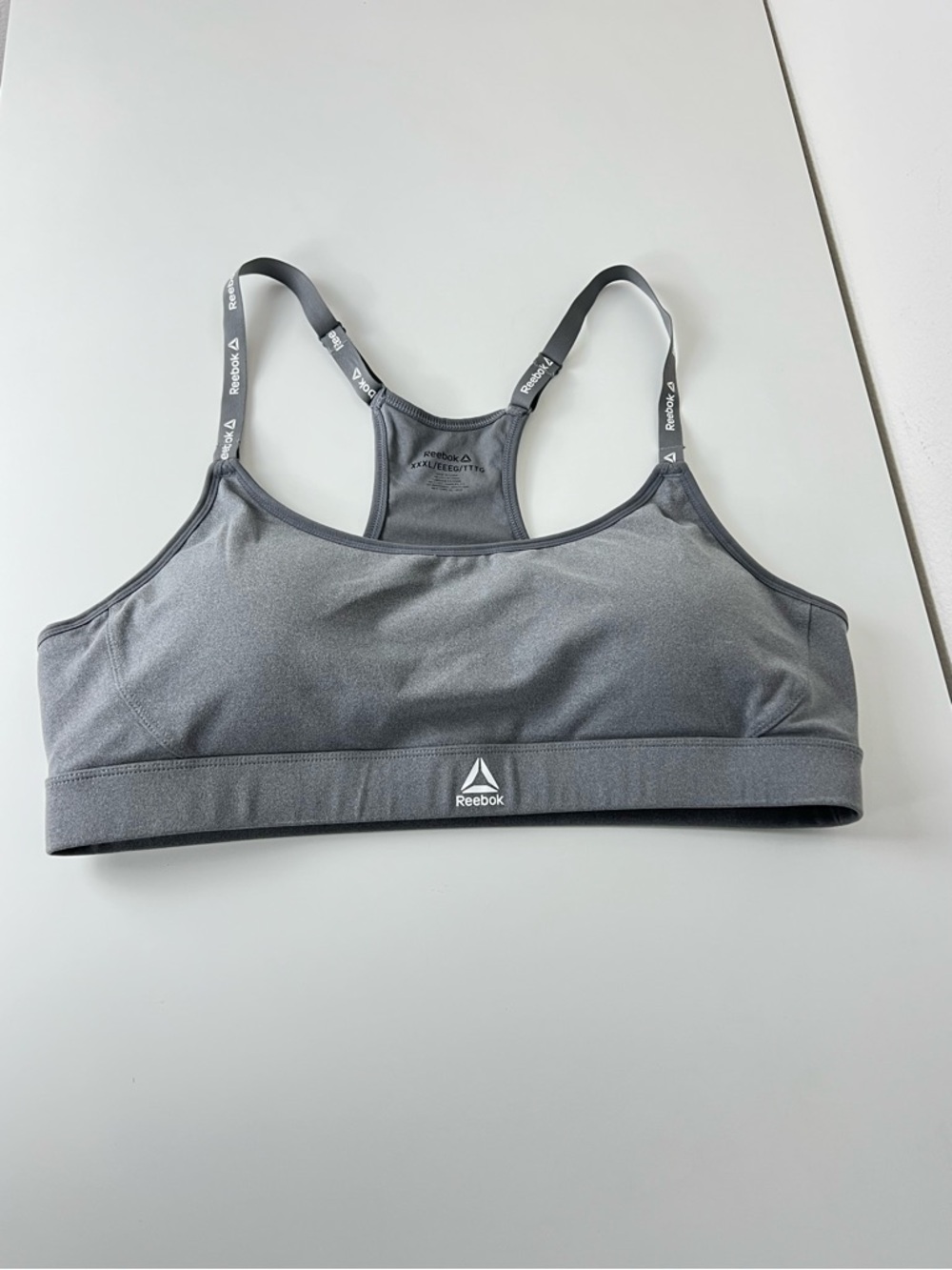 Reebok Sports Bra XXXL Gray Racerback Padded Workout Yoga Gym Activewear - Picture 3 of 6